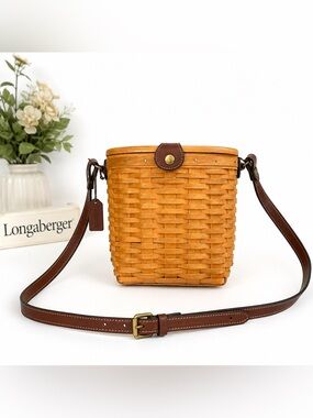 Longaberger Tan and Brown Crossbody Bag